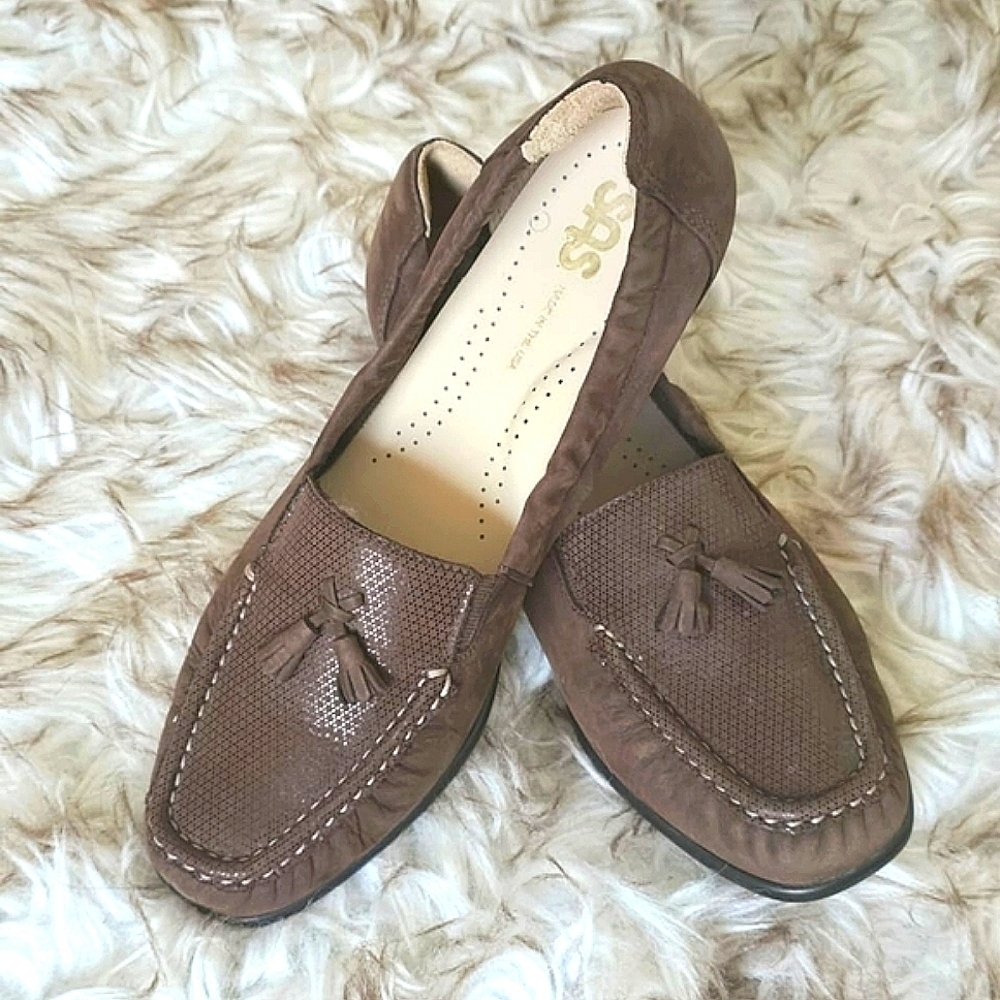 SAS Hope Brown Suede Leather Loafer Tassel Moccasin Arch Cushion Comfort Sz 8🌴✌